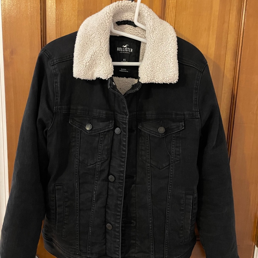 Hollister Black Denim Jacket with Sherpa Lining